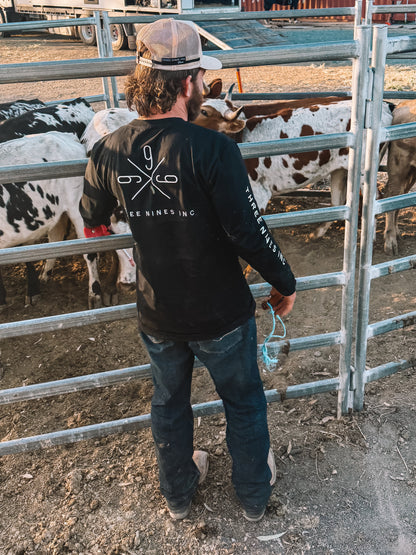 Three Nines signature black men's long sleeve