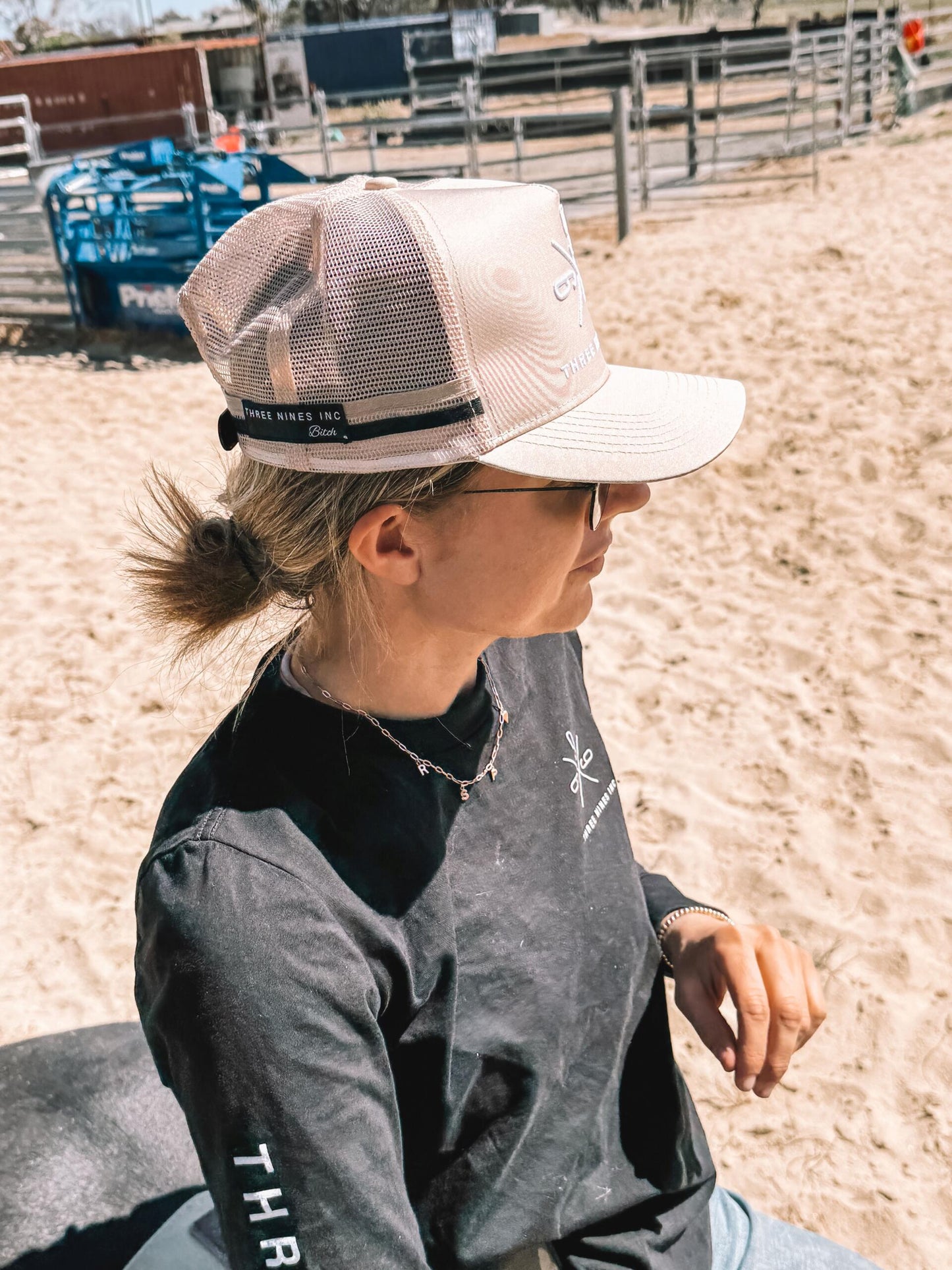 Three Nines Inc (bi**h) mesh back cream cap